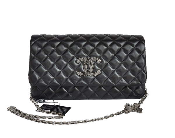 Best Chanel A58034 Lambskin Leather Flap Bag Black On Sale